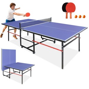 Zevemomo Portable Foldable Table Tennis Set | Features Playback Mode for Solo Play, Complete with Net, 2 Paddles, 3 Balls,Easy Indoor,Outdoor Use - 1 of 4