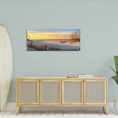 Panoramic Coastal Beach Sunrise Yellow Canvas Print, 48" x 20"