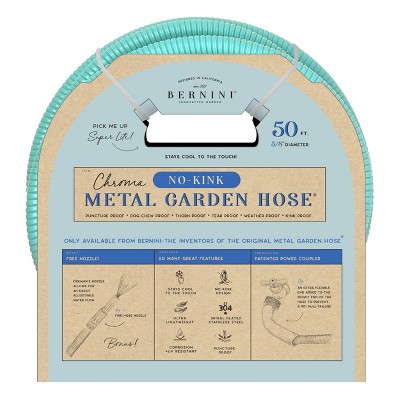 BERNINI  50&#39; No-Kink Lite Chroma Outdoor Metal Garden Hose - Turquoise Blue_0