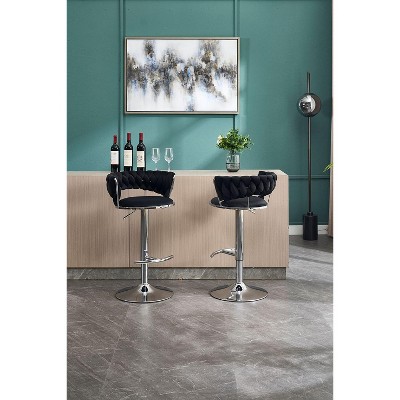 NicBex Swivel Velvet Bar Stools Set of 2,Adjustable Counter Height Bar Stools,Bar Chairs with Chrome Footrest and Base,Barstools for Cafe,Bar
