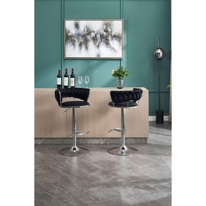 NicBex Swivel Velvet Bar Stools Set of 2,Adjustable Counter Height Bar Stools,Bar Chairs with Chrome Footrest and Base,Barstools for Cafe,Bar - 1 of 4