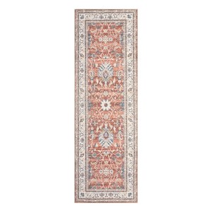 COZONY Washable Vintage Blue Boho Floral Large Area Rug for Living Room Dining Room - 1 of 4