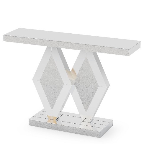 Tribesigns 47.24 Mirrored Console Table With Acrylic Diamonds Silver Target