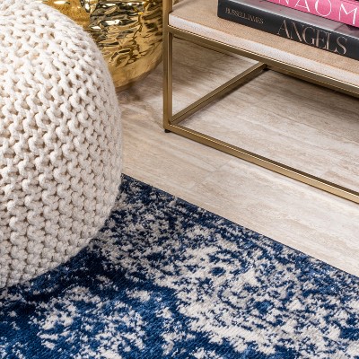 Handmade Reversible Synthetic Navy Blue 4' x 6' Area Rug