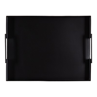 Sleek Black Metal Rectangular Serving Tray with Handles