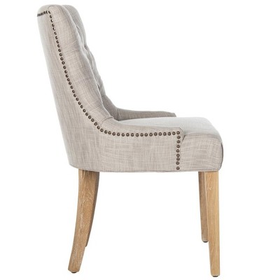 Gray Linen Upholstered Parsons Side Chair with Wood Legs