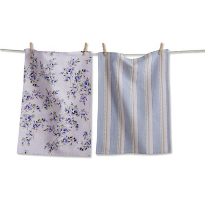 Tag Lavender Floral Dishtowel Set - Soft Kitchen Towels for Everyday Use, Machine Washable, 26 x 18 Inches