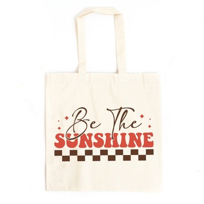 City Creek Prints Be The Sunshine Checkered Canvas Tote Bag - 15x16 - Natural
