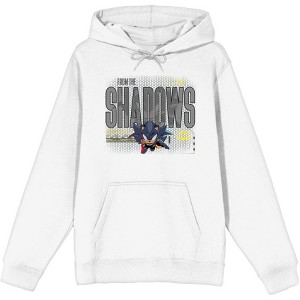 DC x Sonic the Hedgehog From The Shadows Shadow X Batman Grayscale Outline Adult Long Sleeve Hoodie - 1 of 2