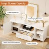Jojoka Modern Fluted TV Stand for TVs Up to 70", White Wood Media Console with Drawer and 2 Storage Cabinets - 3 of 4