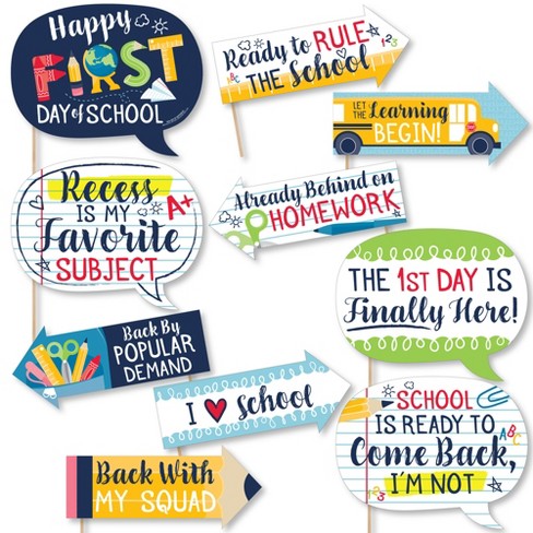 Big Dot Of Happiness Funny First Day Of School - Back To School Classroom  Decorations Photo Booth Props Kit - 10 Piece : Target