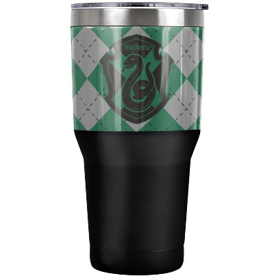 Harry Potter Slytherin Plaid Crest Steel Tumbler 30oz Coffee Travel Mug