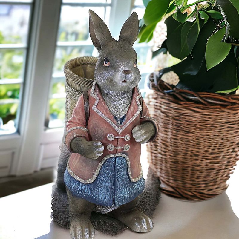 15.5 Inch Rabbit With Basket Backpack Bunny Pastel Figurine Animal Figurines, 2 of 5