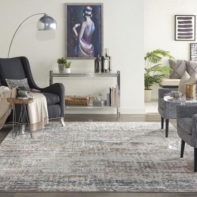 Rustic Textures Abstract Gray Synthetic 9'3" x 12'9" Area Rug