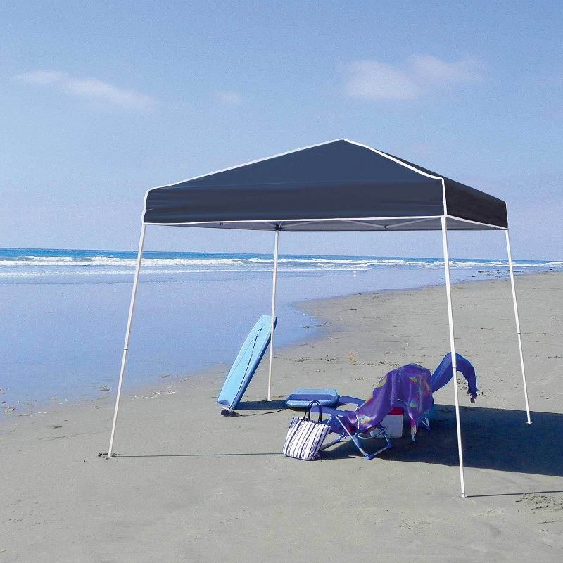 Z-Shade 10 x 10 Foot Push Button Angled Leg Instant Shade Outdoor Canopy Tent Portable Shelter with Steel Frame and Storage Bag, Navy, 2 of 7