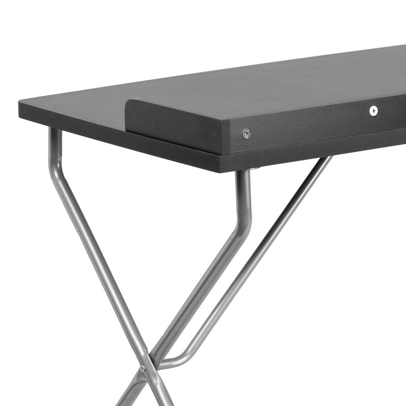 Flash Furniture Black Computer Desk with Raised Border and Silver Metal Frame, 5 of 9
