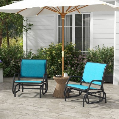 Maggift Patio Accent Chairs Set of 2, Outdoor Chair, Park Love Seat with Breathable Sling Fabric for Lawn, Garden and Porch, Blue, 29.5"*26"*33.5"