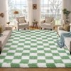 Fluffy Runner Rug Ultra-Soft Shaggy Carpet Runner with Non-Slip Backing, Modern Checkerboard Hallway Rug - 3 of 4