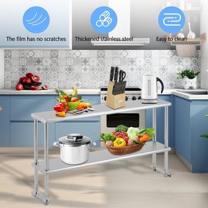 Acekool 60" NSF Stainless Steel Worktable - Commercial Prep Table with Casters & Backsplash for Kitchens - 1 of 4