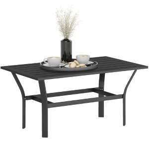 Outsunny Outdoor Coffee Table, All-Weather Rectangle Patio Coffee Table with Slatted Tabletop for Outside, Patio - 1 of 4