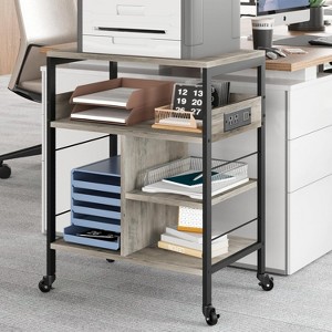 Whizmax Large Printer Stand with Power Outlets & USB Ports, 4-Tier Rolling Cart with Wheels for Desktop CPU, Home Office/Living Room - 1 of 4