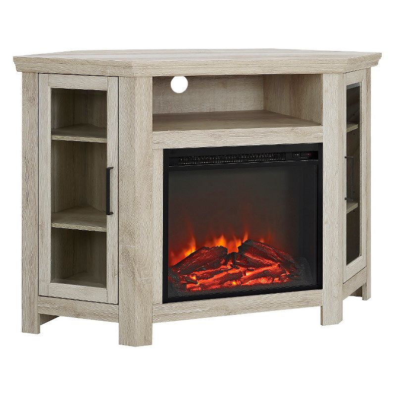 Glass Door Electric Fireplace Corner TV Stand for TVs up to 50" - Saracina Home, 4 of 15