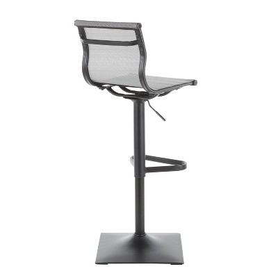 Mirage Contemporary Adjustable Swivel Barstool in Black and Silver Mesh