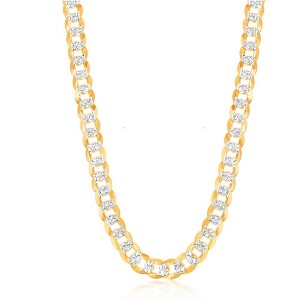 Links of Italy Sterling Silver 7.3mm Flat Pave Cuban Chain  - Available Sizes: 18  , 20  , 22  , 24  Inches - 1 of 2