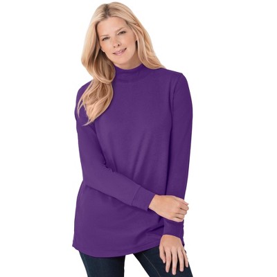 Woman Within Perfect Long-Sleeve Mockneck Tee