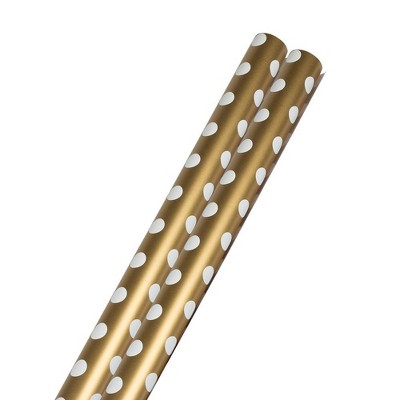 Jam Paper & Envelope 2ct Gift Wrap Rolls Gold With Dots : Target