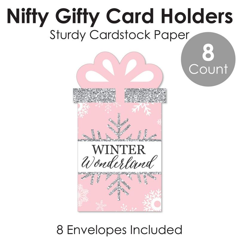 Big Dot of Happiness Pink Winter Wonderland - Holiday Snowflake Party & Baby Shower Money and Gift Card Sleeves - Nifty Gifty Card Holders - Set of 8, 5 of 9
