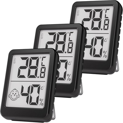 DSVIMOY Weather Thermometer Indoor Digital Humidity and Temperature Monitor for Home Use, Black, 6.73"*1.97"*0.67"
