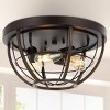 15.75" 3-Light Lyla Rustic Farmhouse Iron LED Flush Mount Wood Finished/Oil Rubbed Bronze - JONATHAN Y - image 4 of 4