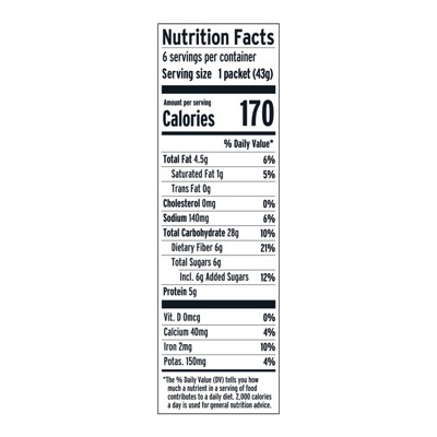 purely elizabeth. Dark Chocolate Chunk Superfood Oatmeal with Prebiotic Fiber - 9.12oz/6ct