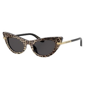 Dolce & Gabbana DX 4008 316397 Childrens Cat-Eye Sunglasses Leo Brown on Black 44mm - 1 of 3