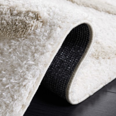 Luxurious Stripe Shag 4' x 6' Hand-Knotted Synthetic Area Rug