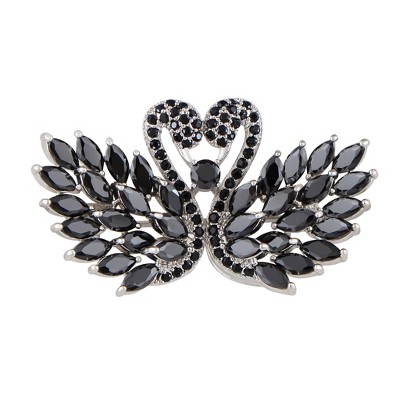 Alilang Elegant Crystal Swan Brooch with Marquise Rhinestone Feather Detailing