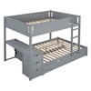 NicBex Full over Full Bunk Bed with Desk Wooden Bed Frame with Trundle, Drawers, Ladder and Full Length Guardrail, No Box Spring Required - 3 of 4