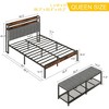 VECELO Full/Queen Upholstered Bed Frame with Storage End of Bed Bench, Platform Bed with Headboard & Charging Station, LED Lights, Gray - 2 of 4
