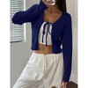 Women's Cropped Knit Cardigan Open Front Tied Short Sweater Cover Up - 2 of 4