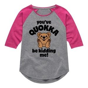 Girls' - Instant Message - Youve Quokka Be Kidding Me Shirt Tail Raglan Graphic T-shirt - 1 of 4