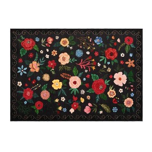COZONY Vintage Floral Area Rug, Machine Washable Low Pile Carpet with Non-Slip Backing for Living Room & Bedroom - 1 of 4