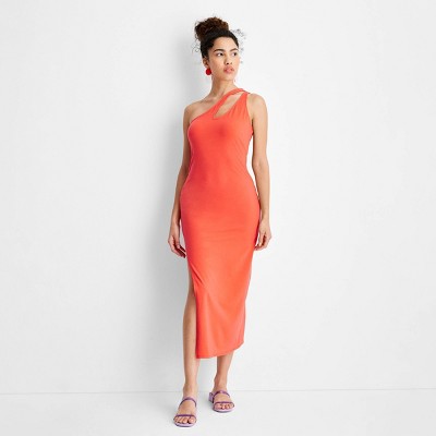 Women's One Shoulder Sleeveless Cut Out Bodycon Knit Dress - Future Collective™ with Gabriella Karefa-Johnson Dark Orange