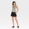 Women's Knit Openwork Tank Top - Universal Thread™ Black/White Striped - 3 of 3