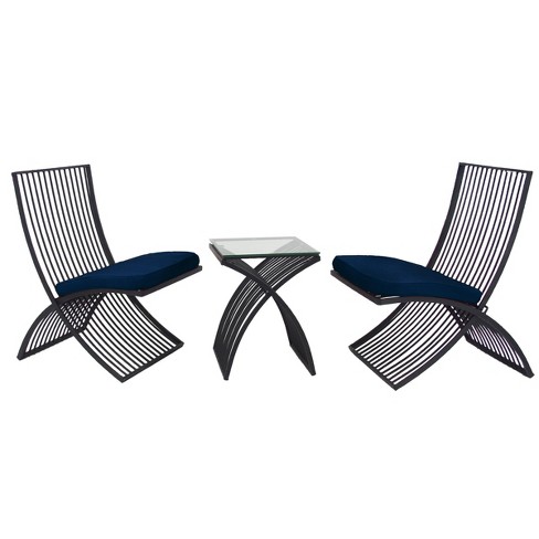 3pc Eclectic Metal Outdoor Seating Set, Eclectic Outdoor Furniture
