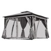 PAGED 10x10 Outdoor Patio Canopies and Gazebos with Double Roofs, Mosquito Netting and Privacy Screens, for Backyard, Garden, Lawn and Deck, Beige - 4 of 4