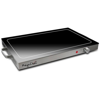 MegaChef Electric Food Warming Tray with Adjustable Temperature Control: Stainless Steel Buffet Server, 1500W, Silver