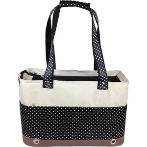 Pet Life Fashion Tote Spotted Pet Carrier White-M - 1 of 3