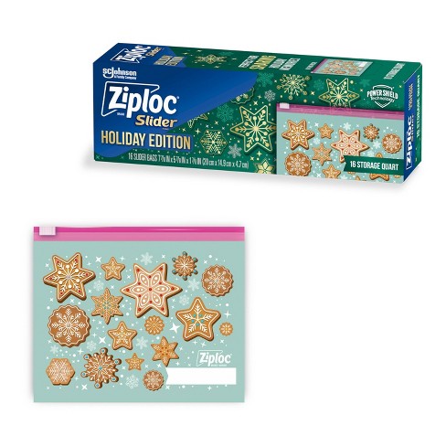 Ziploc Holiday Slider Storage Quart Bags - 16ct : Target