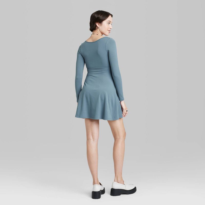 Women's Long Sleeve Twist-Front Mini Knit Skater Dress - Wild Fable™, 4 of 8